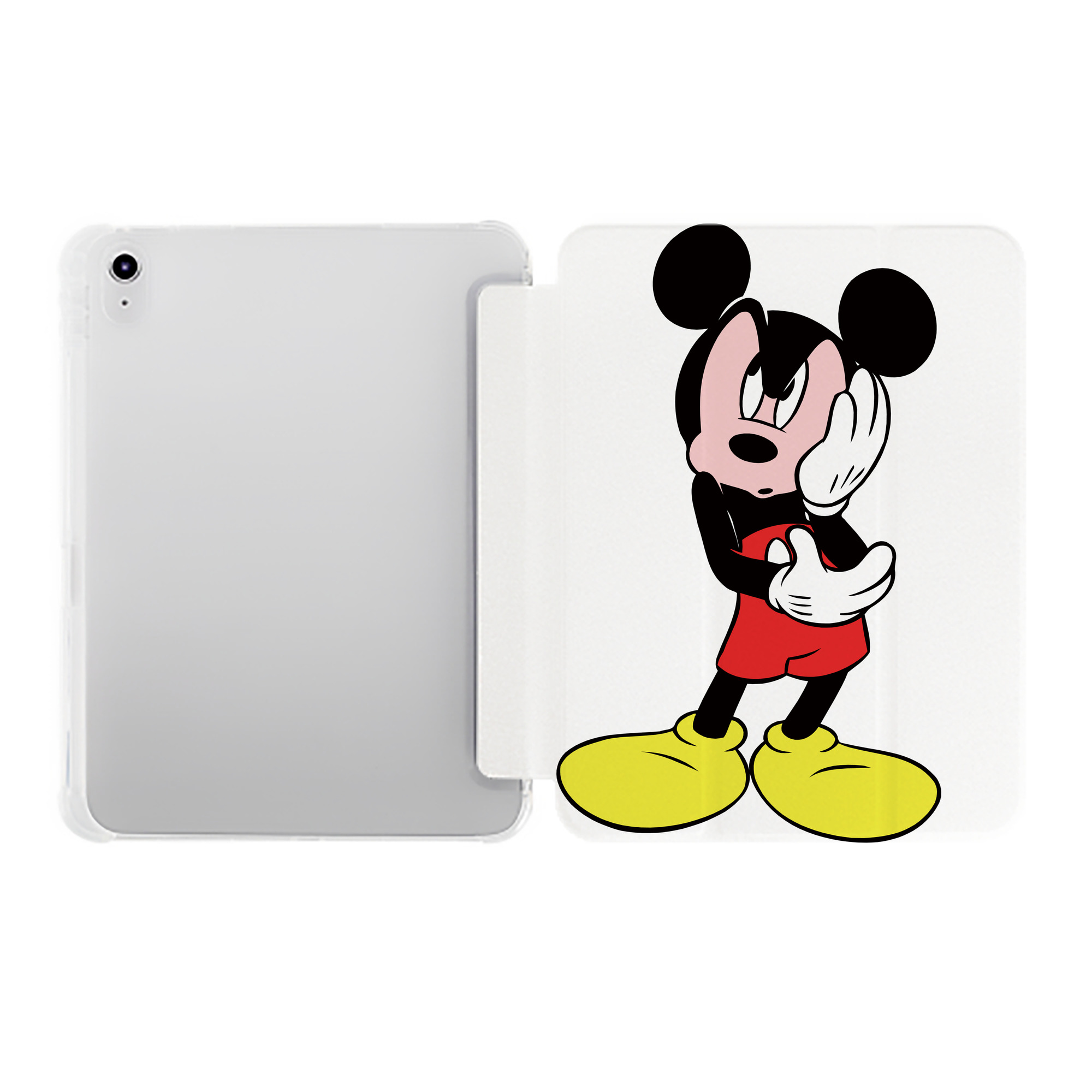 （画像用） ミッキーマウス Mickey Mouse IPad ケース ペン収納付き 三つ折りスタンド PUレザー×シリコン 対応機種9.5/10.5/10.9インチ